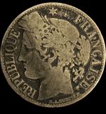 1872 A France Silver 1 One Franc Coin French Empire