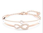 Infinity White Crystal Rose Gold Tone Plated Bangle 5518871