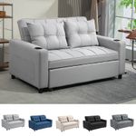 2 Seater Sofa Bed, Convertible Pull Out Sofa Bed with Cup Holders
