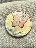 1918-D Mercury Dime, Very Nice Gem AU+ Better Date,  Toned
