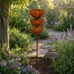 Bird Bee Butterfly Water Feeder Bowl Metal Rain Catcher Stake  Outdoor Ornament