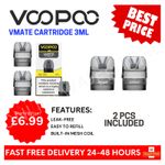 Voopoo VMate V2 Pods 2ML & 3ML 0.7ohm 1.2ohm Replacement Pod - Pack of 2
