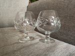 Vintage Cut Crystal 5" Brandy Glasses Pair 70s Boho MCM Retro Barware Aesthetic