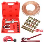3/16 ft Car Brake Lines Repair Kit Copper Pipe Flaring Tool + 22 Fittings