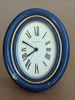 Cartier Paris Baignoire Travel Alarm Clock — Blue Lacquer Oval — working 