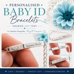 Personalised Identity Bracelet Sterling Silver Baby ID Double Heart Christening