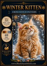 Winter Kitten Cat Counted Cross Stitch Patterns Printable Chart  118