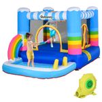 Outsunny Kids Bouncy Castle with Pool Outdoor Trampoline W/ Net Blower 3-8 Yrs