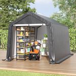 5-20ft Garden Tent Storage Shed Bike Log Shelter Black Grey Cover Steel Frame