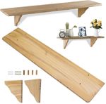 Floating Wall Shelves Display Storage Wooden Shelf Natural Home Office Kitchen