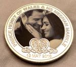 Prince Harry & Meghan Markle Silver Medal Coin Queen Elizabeth II Love Heart USA