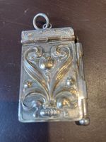 Beautifully embossed antique chatelaine dance card holder with integral pen, vgc