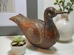 Vintage Wooden Bird Figurine Original Old Hand Carved