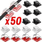 50x Self Adhesive Cable Clips Mounts Wire Conduit Tubing Nylon Sticky Pads UK