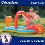 Paddling pool Water Slide, LARGE Inflatable Kids Blow Up Pool Play 225X124CM