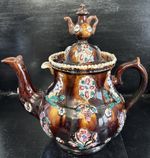 Stunning Antique Early Victorian Enormous Barge Ware Measham Treacle Teapot