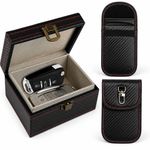 Black RFID Faraday Box with 2 Signal Blocking Pouches for Car Keys