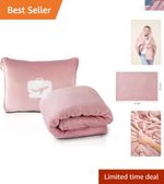 Ultra-Soft Travel Blanket with Carry Case & Clip - 65x40in Light Pink Elegance