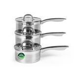 Salter Saucepan Set 3 PC 16 18 & 20 cm Pans Stainless Steel Timeless Collection