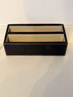 Vintage Laura Ashley Black Leather Letter Holder Office Desk Organizer