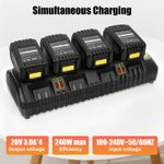 4-Port Battery Charger for DeWalt 12V 18V 20V DCB LED Indicator