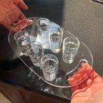 Shot Glass Tray Caddy 6 and 12 Shot Glasses Vodka Liquor Bar Pub Shooter