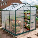 Greenhouse Green Aluminium Polycarbonate Inc Free Base Garden Universe 6' x 6'