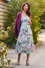 Seasalt Women's Regular Sky Beyond Sleeveless V-Neck Dress Sea Frond Chalk