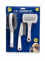 Kingdom 3-in-1 Grooming Set 3 Pack Pin & Bristle Brush, Flea Comb, Slicker
