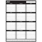 2027 Year Planner Wall Chart+Calendar+Holidays ✔12 Month Grid Portrait Calender