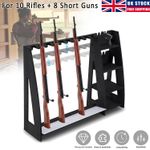 Gun Storage Rack Freestanding Floor Wooden Rifle Rack with Pistol Shelves 10+8