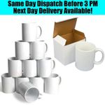 36x Sublimation Mugs 11oz White Blank Mug Large Handle Coated Heat Press + Boxes