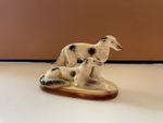 Small mounted figurine of 2 borzoi dogs