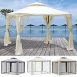 3 x 3(m) Metal Gazebo Outdoor 2-tier Roof Marquee Party Tent with Netting