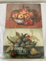 A. Churchill Set of 3 Art Deco 1920s Majolica Ceramic Fruit Tiles