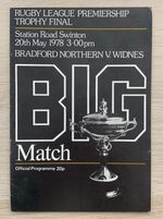 Rugby League Premiership Trophy Final Programme Bradford Northern v Widnes 1978