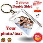 PERSONALISED PHOTO KEYRING Birthday Gift Any Image Text Double Sided Acrylic Key