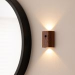 Rechargeable Wooden Wall Light Motion Sensor PIR Cordless Night Lamp by Auraglow