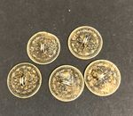 RARE 5 COIN BUTTONS RUSSIA EARLY USED 5 KOPECKS SILVER 1870 EAGLES PRO HANDMADE