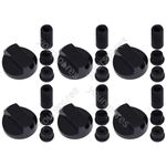 6 X Fully Universal Cooker Oven Hob Black Control Knobs & Adaptors - Fits All