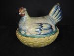 Antique Hen Chicken on a Nest Egg Storage