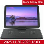 BOIFUN 17.5" Portable DVD Player with 15.6" HD Swivel Screen,Region Free,Black