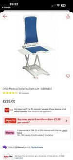 Drive Bellavita Bath Lift Lightweight Bathlift Reclining Chair Folds Flat Blue