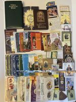 Huge Lot of Catholic Prayer Books, Rosary Beads, Guides, Jewelry, Etc.