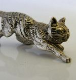 SOLID STERLING SILVER CAST CAT KITTEN FIGURE LONDON 1995 ANIMAL 18g