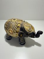 Vintage Decorative Resin Elephant Figurine with Amber-Coloured Stones