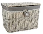 Medium or Lrg Grey Wicker Storage Basket Storage Chest Trunk Hamper With Linning