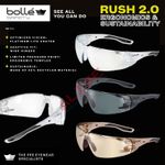 Bolle RUSH 2.0 Safety Glasses Recycled Material Anti-fog & Anti-scratch - New
