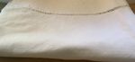 Antique French Linen Large Sheet with embroidered monogram & ladder trim
