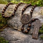 Saint Patrick's Celtic Pilgrimage Carndonagh Rosary in Maple and Bronze